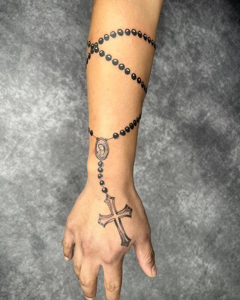 Alluring Ladies Rosary Tattoo Ideas Wrist Forearm