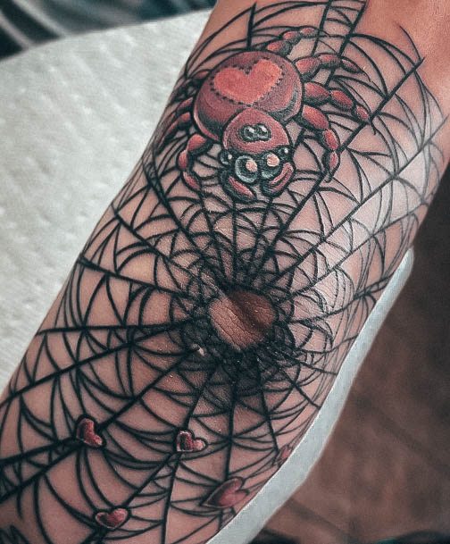 Alluring Ladies Small Spider Web Tattoo Ideas