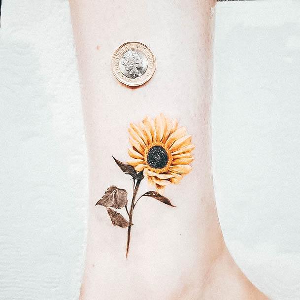 Alluring Ladies Small Sunflower Tattoo Ideas