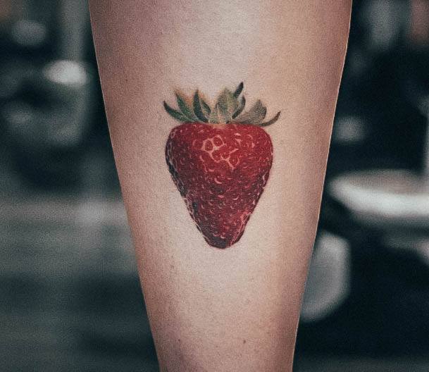 Alluring Ladies Strawberry Tattoo Ideas