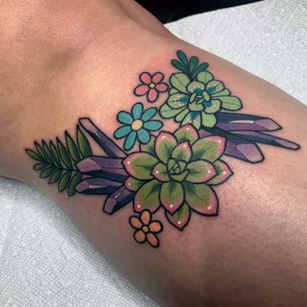 Alluring Ladies Succulent Tattoo Ideas