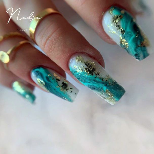 Alluring Ladies Teal Turquoise Dress Nail Ideas