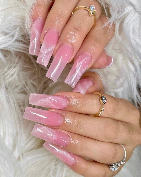 Alluring Ladies Translucent Pink Nail Ideas