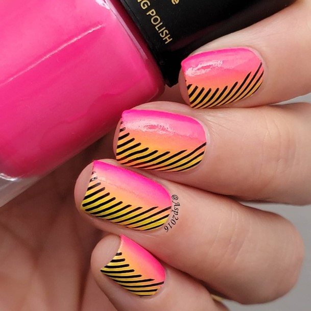 Alluring Ladies Yellow And Pink Nail Ideas