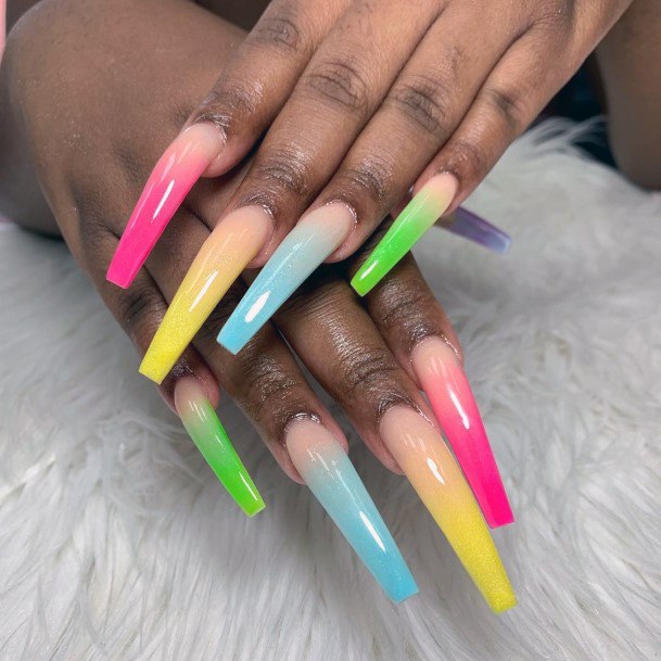 Top 50 Best Colorful Ombre Nails For Women - Pretty Rainbow Designs