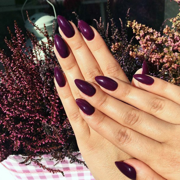 Almond Dark Purple Nails Women