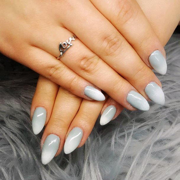 Almond Grey Ombre Nails