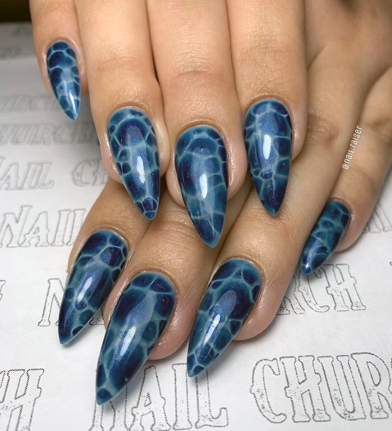 Almond Nails Blue Water Women