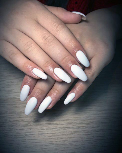 Almond Nails Pristine White Shellac Nails For Women