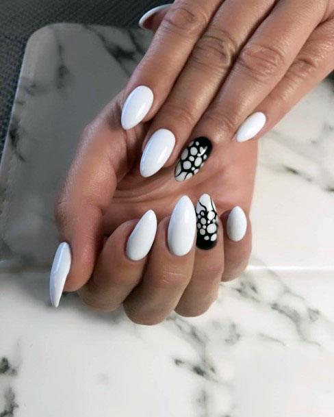 Almond Nails White Gel Nails Women