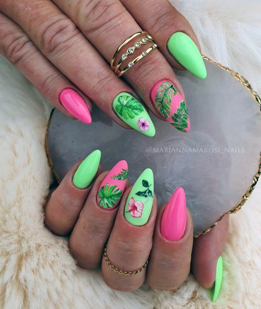 Almond Shaped Colored Nails Ideas For Women