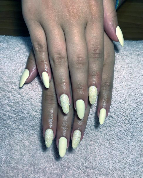 Almond Shaped Pale Yellow Nails For Women