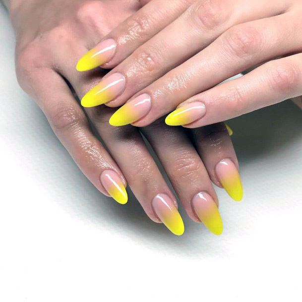 Almond Yellow Ombre Nails Women