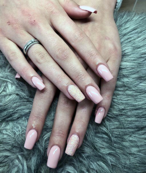 Almost Nude Coffin Shellac Nails For Women