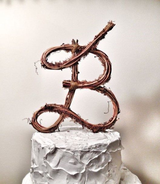 Alphabetical Topper Rustic Wedding Cake