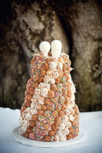 Alternating Colors Donut Wedding Cake