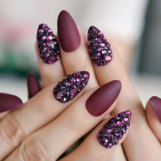 Top 50 Best Dark Purple Nails For Women - Fingernail Design Ideas