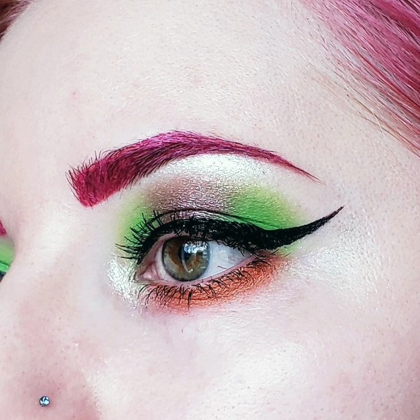 Alternating Pink Green Eyeshadow Women