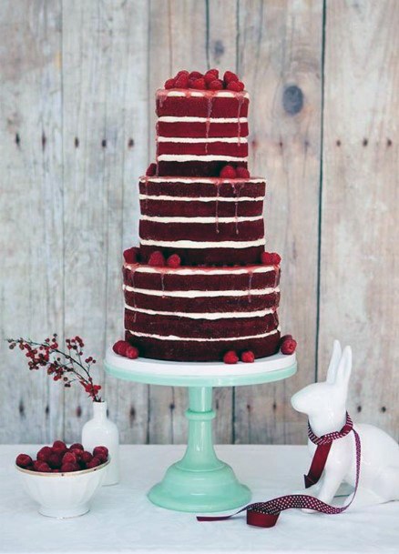 Alternating Rings Red Velvet Wedding Cake