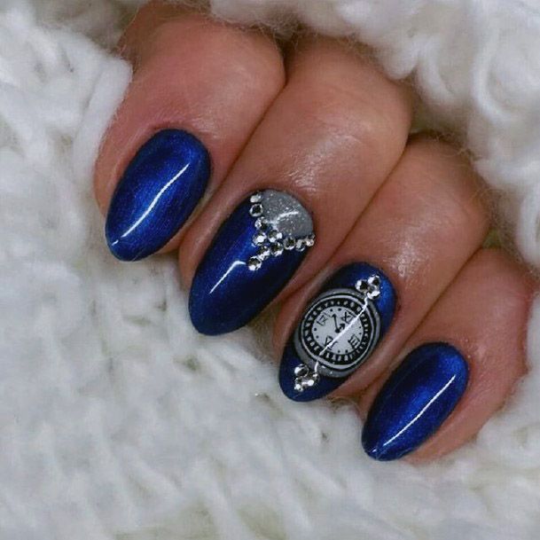 Amazing Ancient Time Piece On Nails For Women Blue