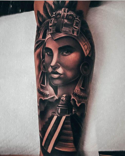 Amazing Aztec Tattoo Ideas For Women Leg Sleeve 3d