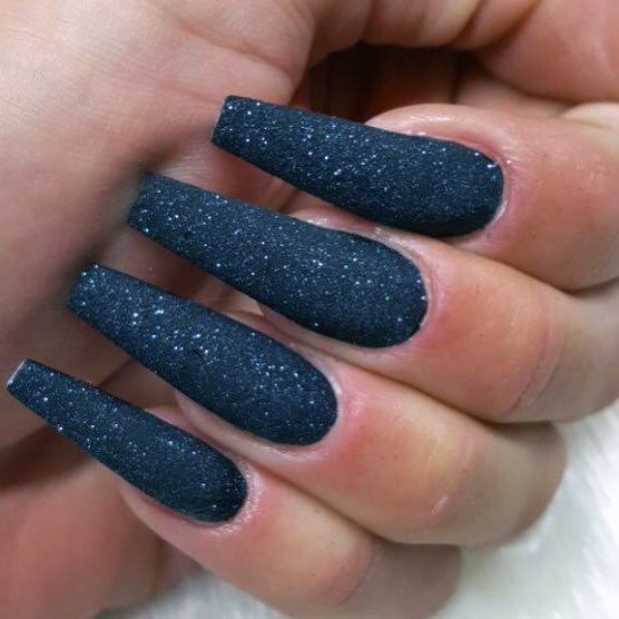 Amazing Black Sparkly Ladies Nails Inspiration Long Squared Tip