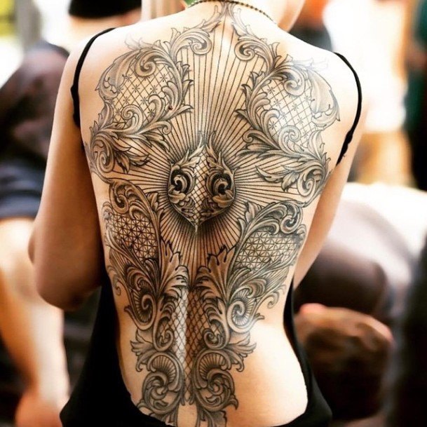 Amazing Black Tattoo Back Women