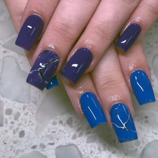 Amazing Blue And Purple Marble Naile Design Inspiration For Women