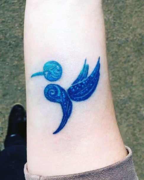 Amazing Blue Bird Semicolon Tattoo Womens Forearms