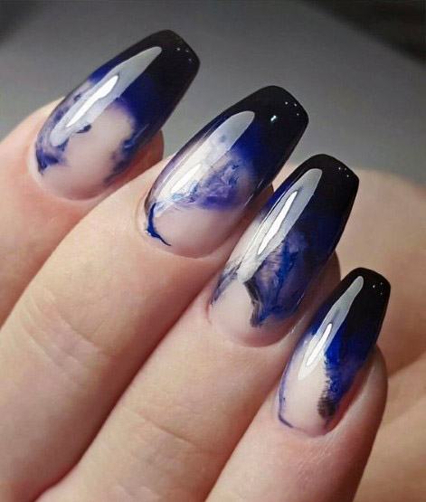 Amazing Blue Hued Nude Nails For Women