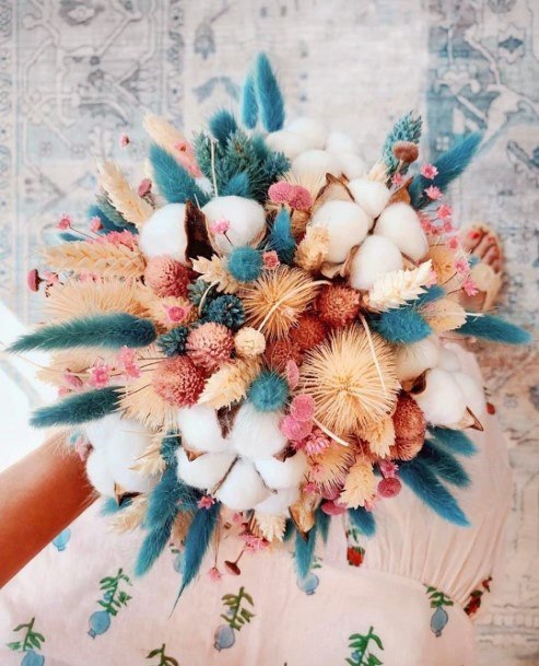 Amazing Blue Pink Vintage Floral Bouquet Ideas For Wedding