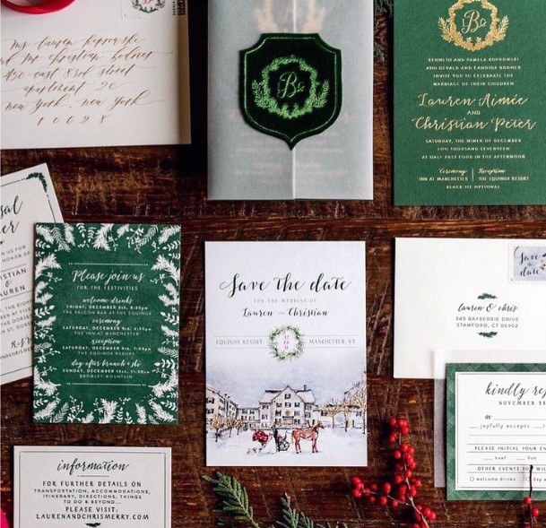 Amazing Christmas Themed Wedding Card Inspiration