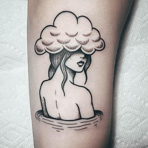 Amazing Cloud Tattoo Ideas For Women Head On Forearm