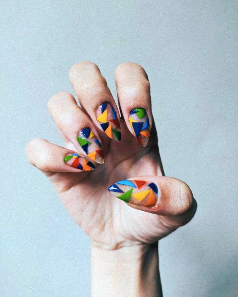 Amazing Colorful Abstract Triangle Nails Inspiration For Women