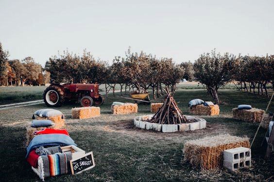 Amazing Country Style Bonfire Wedding Reception Outdoor Inspiration