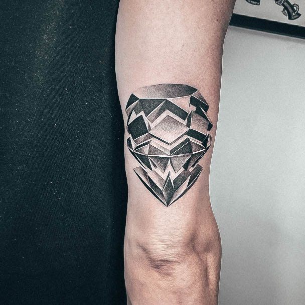 Amazing Diamond Tattoo Ideas For Women 3d Dotwork Shaded Tricep