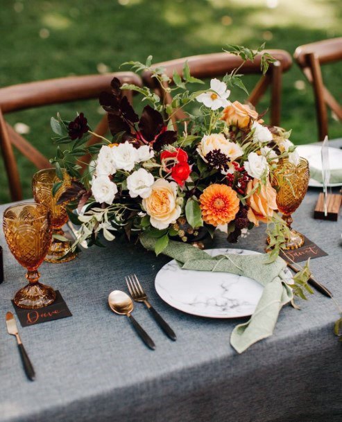 Amazing Fall Wedding Color Floral Bouquet Decoration Ideas For Table