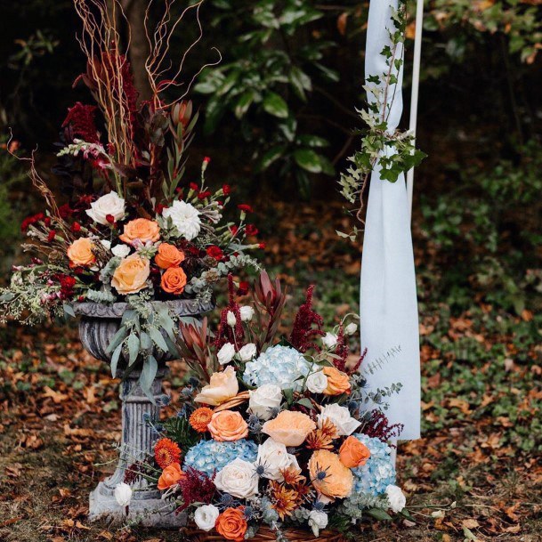 Amazing Fall Wedding Outdoor Orange White Burgandy Pretty Wedding Flowers Inspiration