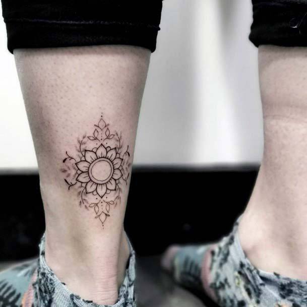 Amazing Flower Tattoo Womens Ankles