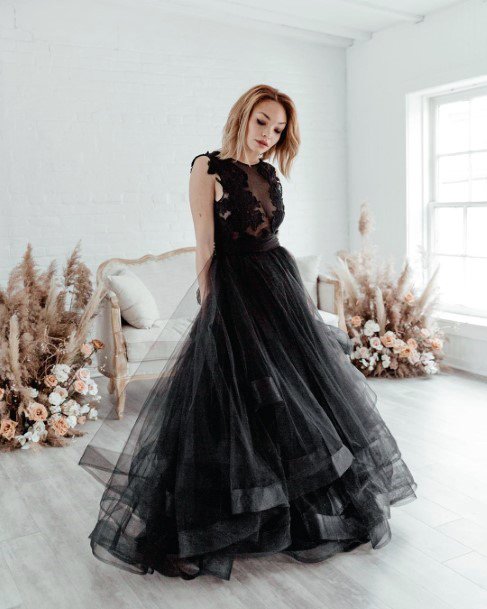 Amazing Frailey Marvelous Black Haloween Wedding Dress Inspiration For Brides