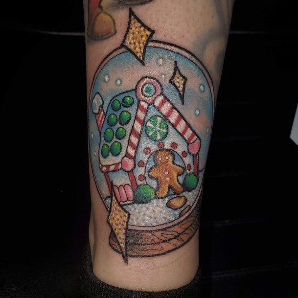 Amazing Gingerbread House Tattoo Ideas For Women Inside Snowglobe