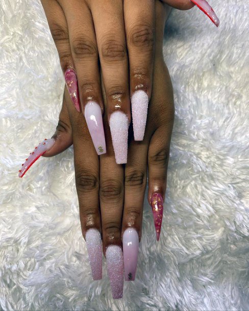 Amazing Glossy Sparkly White Pink Prom Nail Ideas For Girls