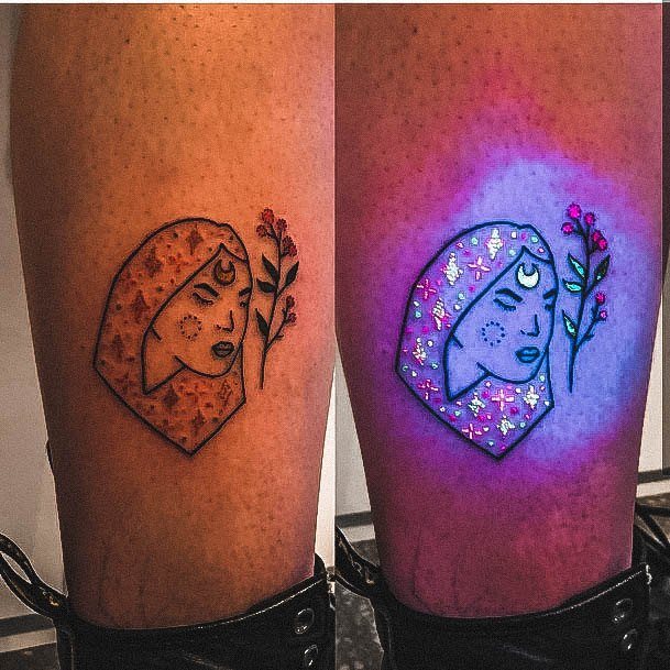 Amazing Glow In The Dark Tattoo Ideas For Women Portrait Leg