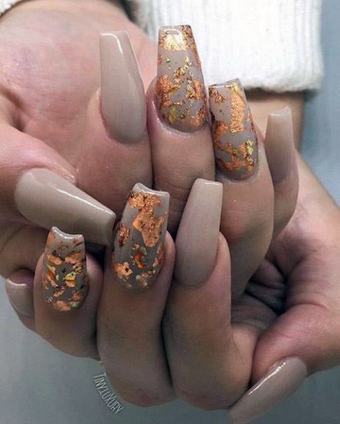 Amazing Gold Foiled Nails Women