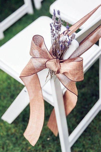 Amazing Gold Sleek Ribbon Wild Flower Decoration Wedding Chair Ideas