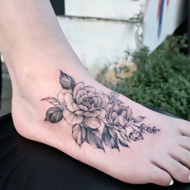 Amazing Good Tattoo Ideas For Women Foot Flower