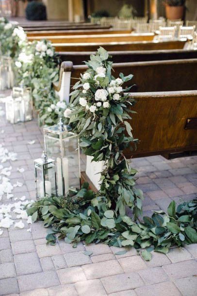 Amazing Greenery Wedding Pew Ideas For Aisle Decoration Ideas