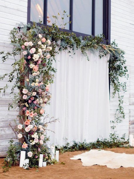 Amazing Large White Curtain Backdrop Floral Arch Inspiration For Wedding Ideas