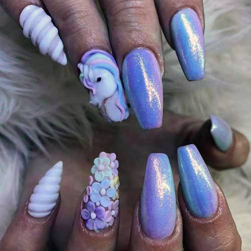 Amazing Lavendar Unicorn Nails Women