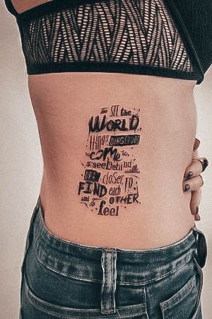 Amazing Lettering Tattoo Ideas For Women Rib Cage Sider